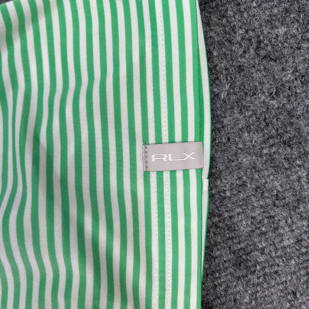 RLX Ralph Lauren Polo Shirt Mens‎ XL Green White Stripe Golf Wicking Comfort